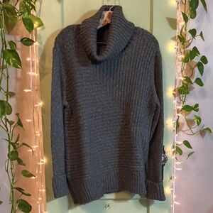 Women's Simply Vera Wang Charcoal Chunky Ribbed Turtleneck Tunic Sweater L